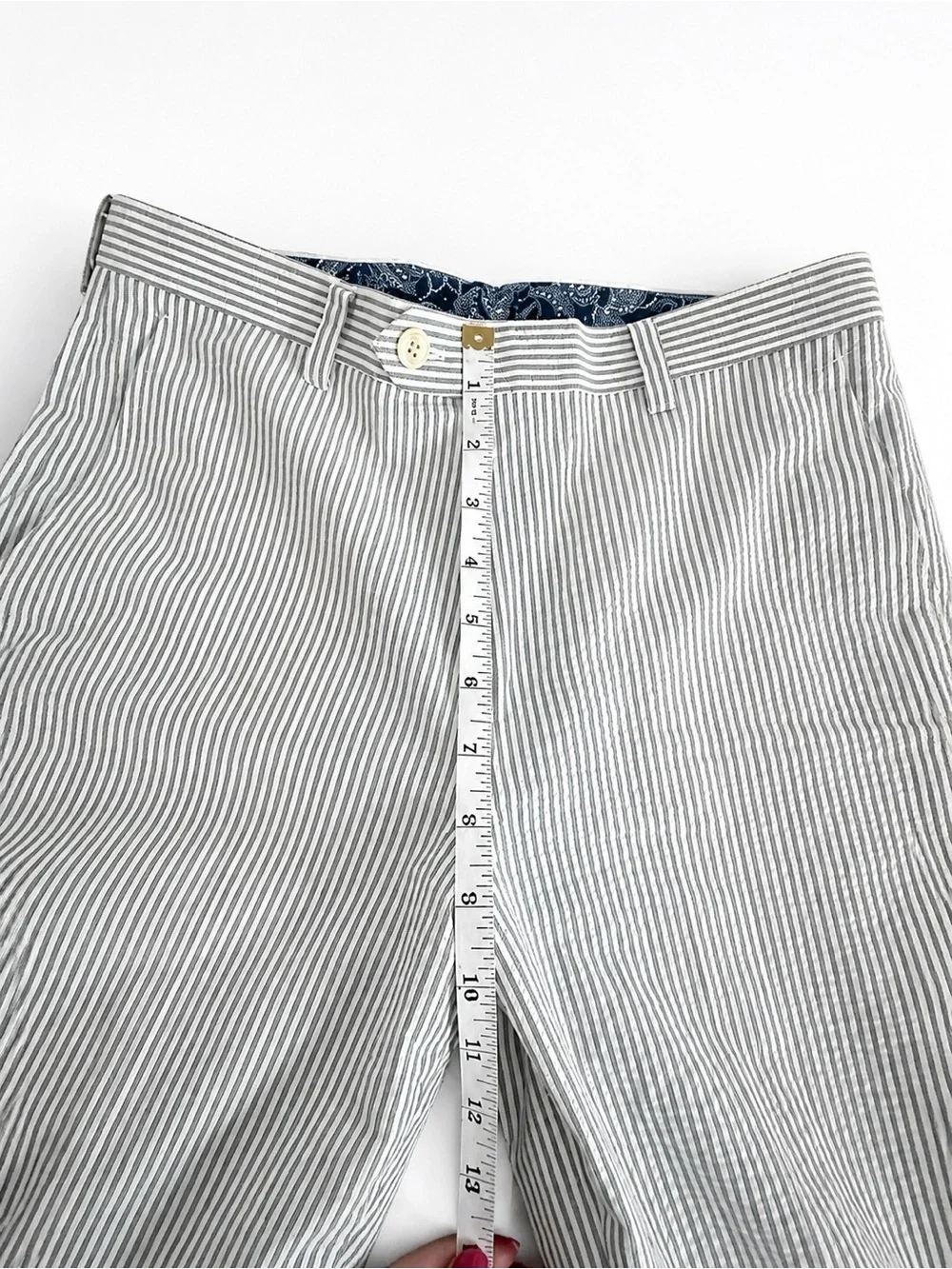 Lauren Ralph Lauren Seersucker Pants 16R Boys Ivory Blue Stripe Cotton Preppy